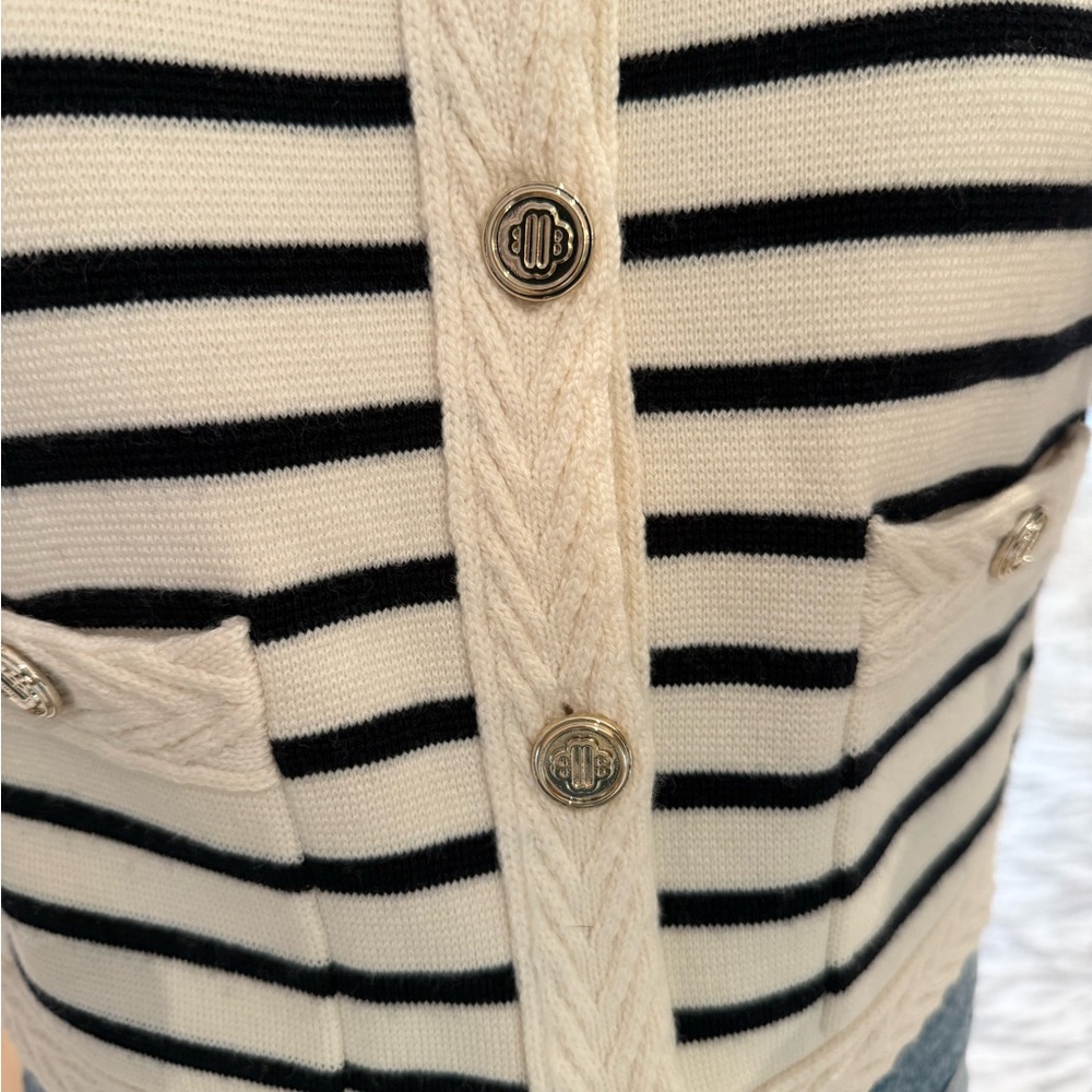 Striped Black and Cream Women's Sweater - Picture 5 of 5